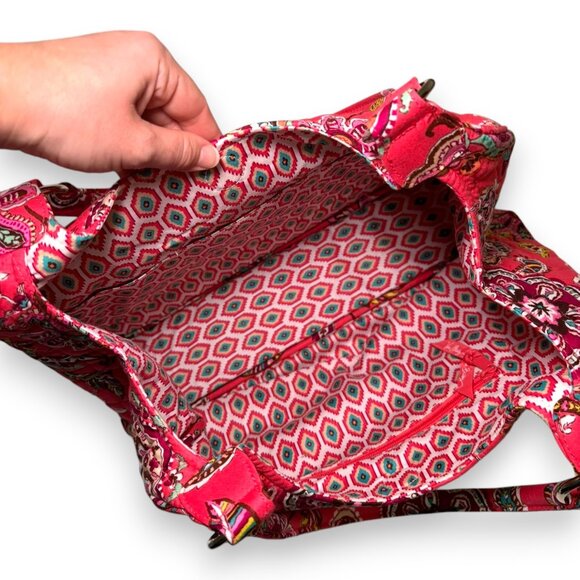 Vera Bradley Call Me Coral Large Hobo Purse Shoulder Bag Paisley Retired Y2K - Picture 6 of 8